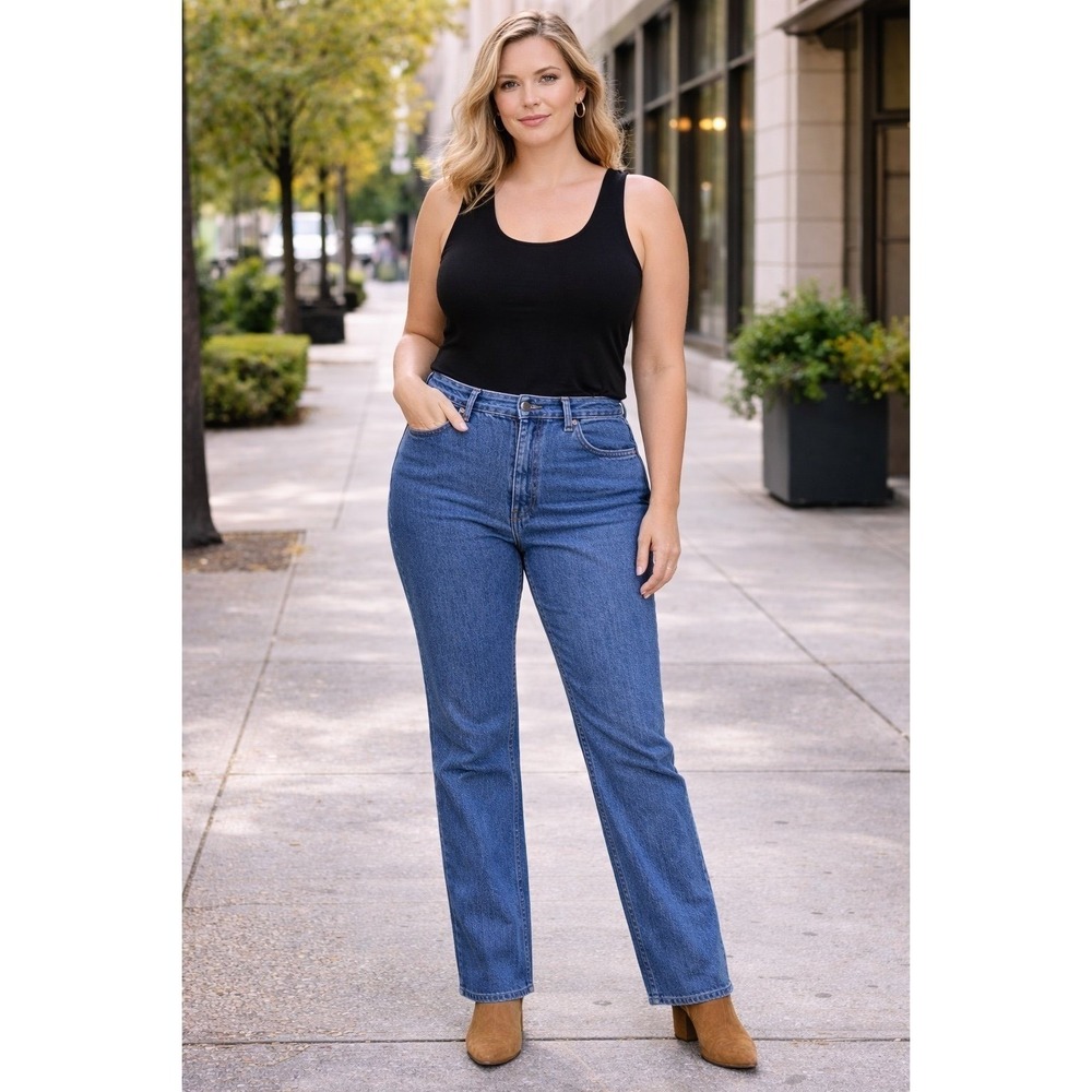 WearGuard Authentic Jeans Womens 6x34 Blue Vintage High Rise Straight Leg USA‎